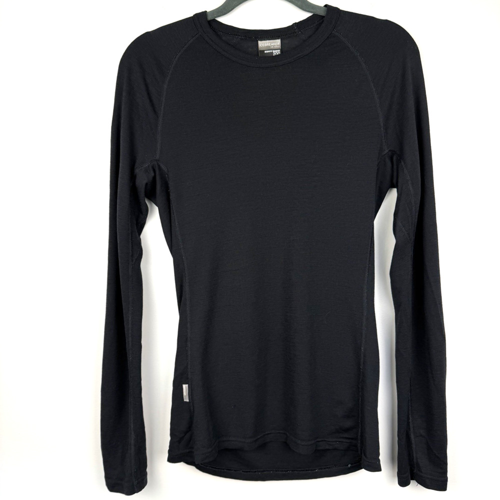 Icebreaker Merino Wool T Shirt Men’s M Black 200 Long Sleeve Thermal Base Layer